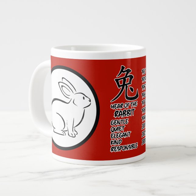 Taza De Café Gigante Mugre gigante de conejo zodiaco chino (Izquierda)