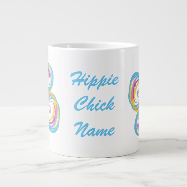 Taza De Café Gigante Mugre grande con "Hippie Chick" (Frente)