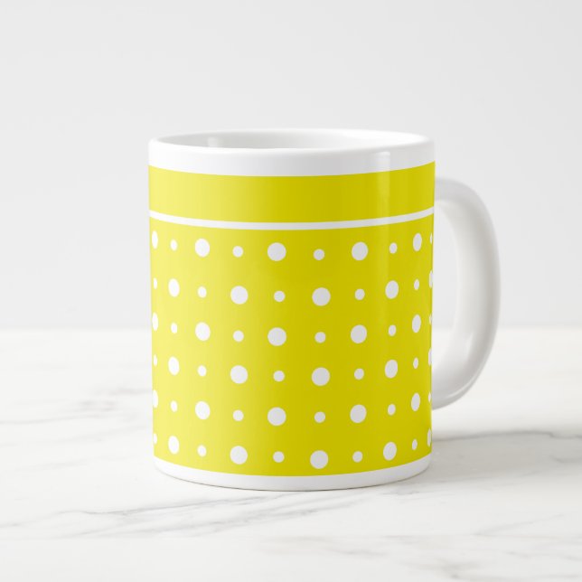 Taza De Café Gigante Mugre Jumbo Amarillo Lemon, puntos Polka Blancos (Derecha)