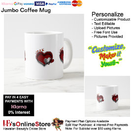 Taza De Café Gigante Mugre Jumbo Blanco del Corazón Mágico
