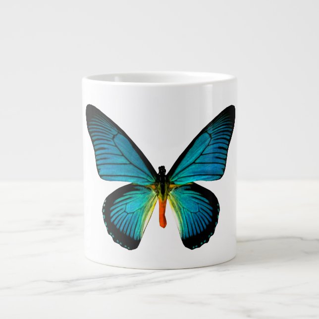 Taza De Café Gigante Mugre Jumbo con mariposa azul (Frente)