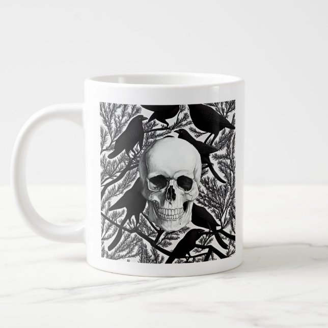 Taza De Café Gigante Mugre Jumbo De Halloween Con Calaveras Y Cruces (Izquierda)