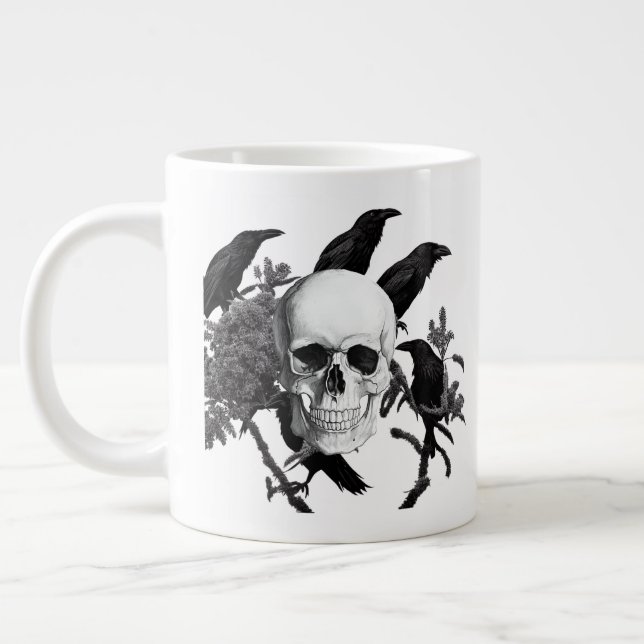 Taza De Café Gigante Mugre Jumbo De Halloween Con Calaveras Y Cruces (Izquierda)