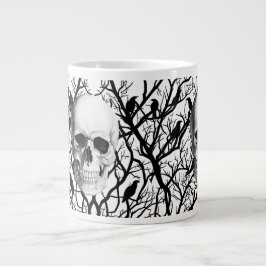 Taza De Café Gigante Mugre Jumbo De Halloween Con Calaveras Y Cruces