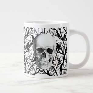 Taza De Café Gigante Mugre Jumbo De Halloween Con Calaveras Y Cruces