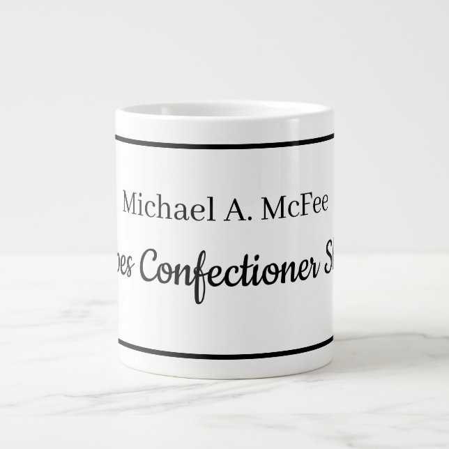 Taza De Café Gigante Mugs de la empresa - Mugs personales de B/W (Frente)