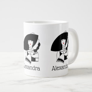Taza De Café Gigante Mujer Art Déco con sombrero grande guantes RL