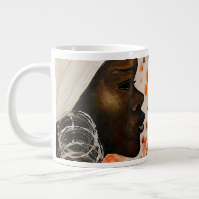 Taza De Café Gigante Mujer Bonito de belleza africana Mug (Izquierda)