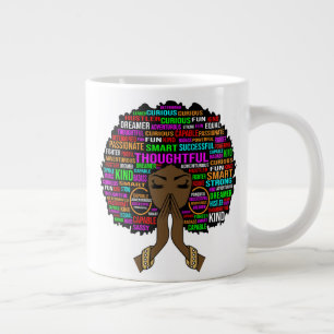 Taza De Café Gigante Mujer cristiana negra reflexiva madre melanina