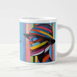 Taza De Café Gigante Mujer en Gorra colorida 3 silueta impactante
