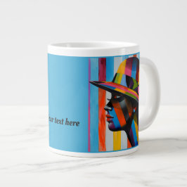 Taza De Café Gigante Mujer en la colorida silueta Gorra golpeando