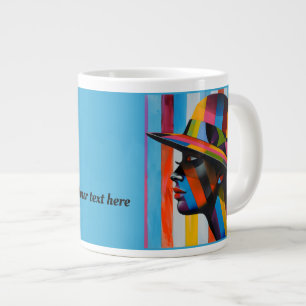 Taza De Café Gigante Mujer en la colorida silueta Gorra golpeando