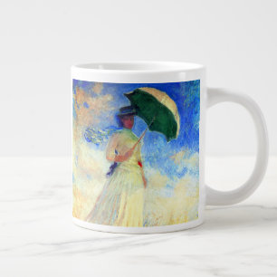Taza De Café Gigante Mujer Monet con una sombrilla a la derecha
