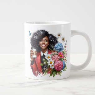 Taza De Café Gigante Mujer negra melanina hermana mujeres afroamericana