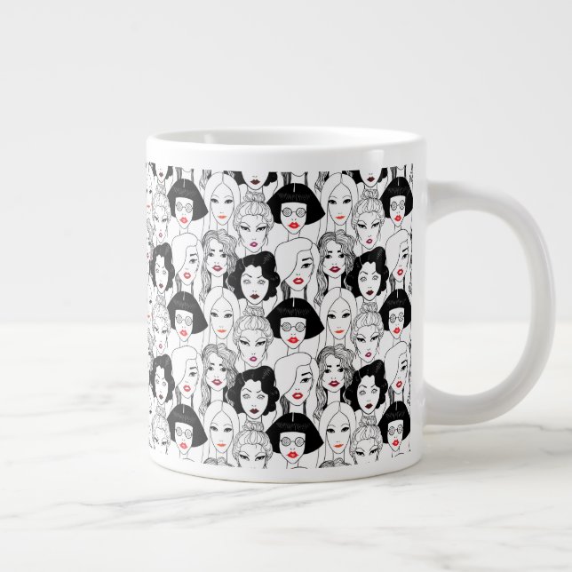 Taza De Café Gigante Mujeres con patrón de lápiz labial (Derecha)