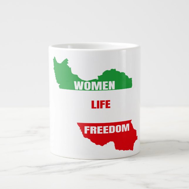 Taza De Café Gigante Mujeres Respaldan la libertad de vida de las mujer (Frente)