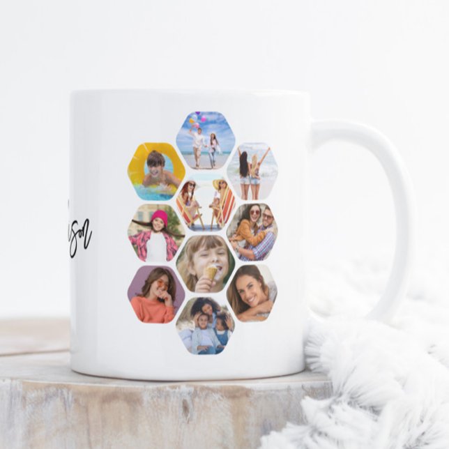 Taza De Café Gigante MultiCollage de fotos simple moderno personalizado (Subido por el creador)