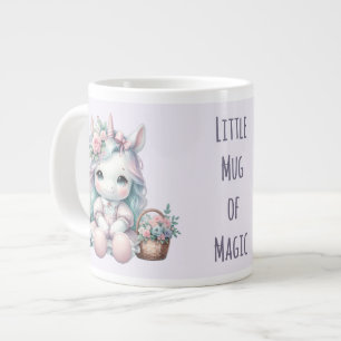 Taza De Café Gigante Muñeca de Unicornio Kawaii con Cesta de Flores
