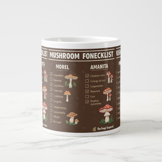 Taza De Café Gigante Mushroom Foraging Checklist Mug (Frente)