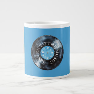 Taza De Café Gigante Música de Registro Negro Azul Aqua