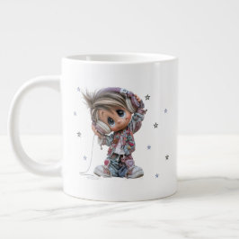 Taza De Café Gigante Música personalizada de rockstar niño lindo