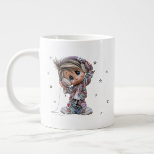 Taza De Café Gigante Música personalizada de rockstar niño lindo