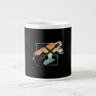 Taza De Café Gigante Músico de Silhouette de guitarra acústica vintage