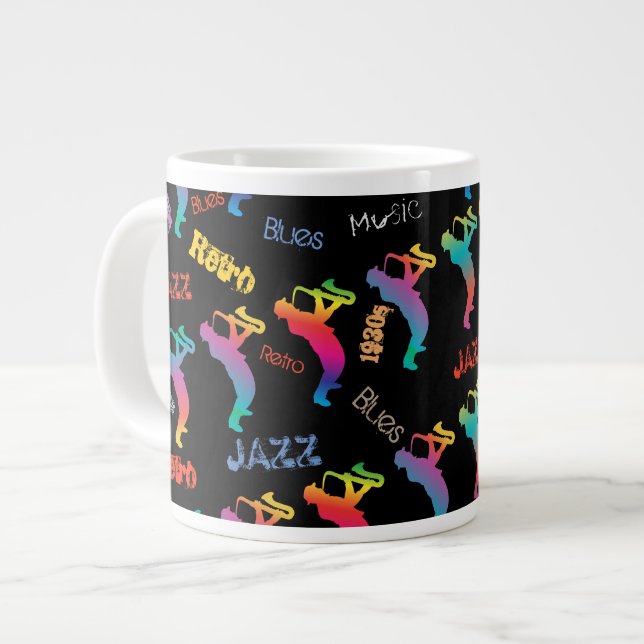 Taza De Café Gigante Músicos de jazz retro música POP ART (Izquierda)