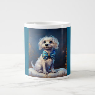 Taza De Café Gigante Muy Lindo Perrito Con Corbatita Azul