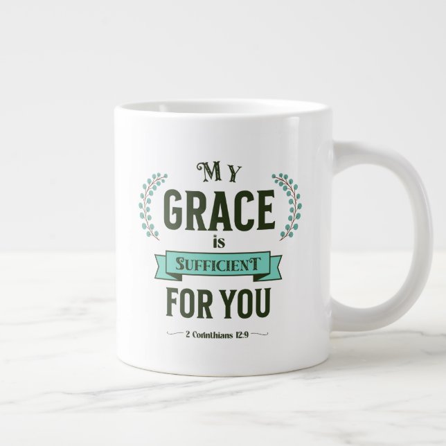 Taza De Café Gigante My Grace is Sufficient Scripture Teal (Derecha)