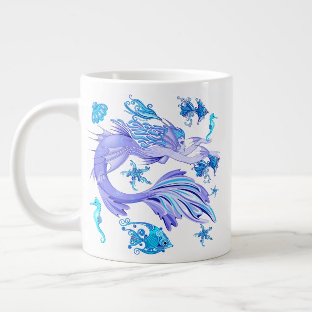 Taza De Café Gigante Mystic Mermaid Fairy Purple Creple Ceramic Tile (Izquierda)