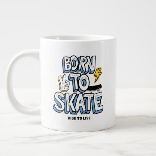 Taza De Café Gigante Nacido para patinar en bicicleta para vivir