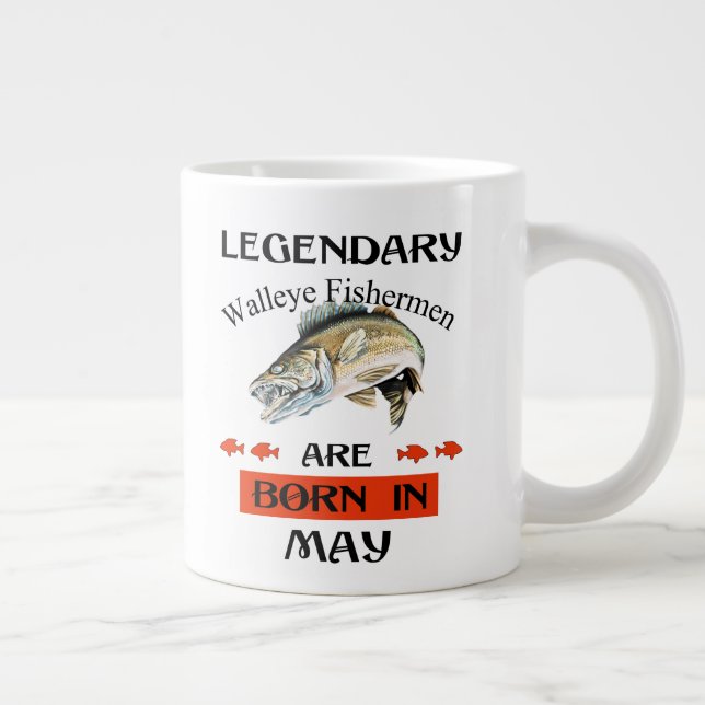 Taza De Café Gigante Nacieron legendarios pescadores de Walleye en mayo (Derecha)