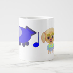 Taza De Café Gigante Nacimiento de la nave espacial azul de Puppy