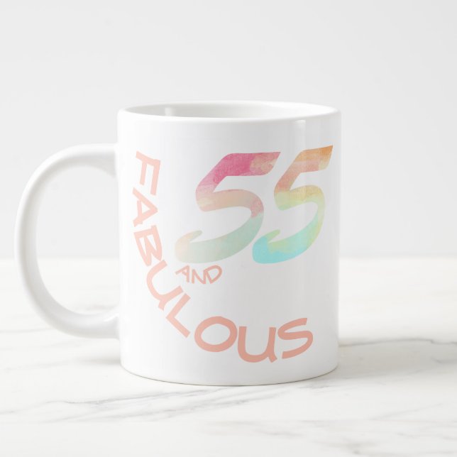 Taza De Café Gigante Nacimiento del arcoiris de 55 años en la acuarela  (Izquierda)
