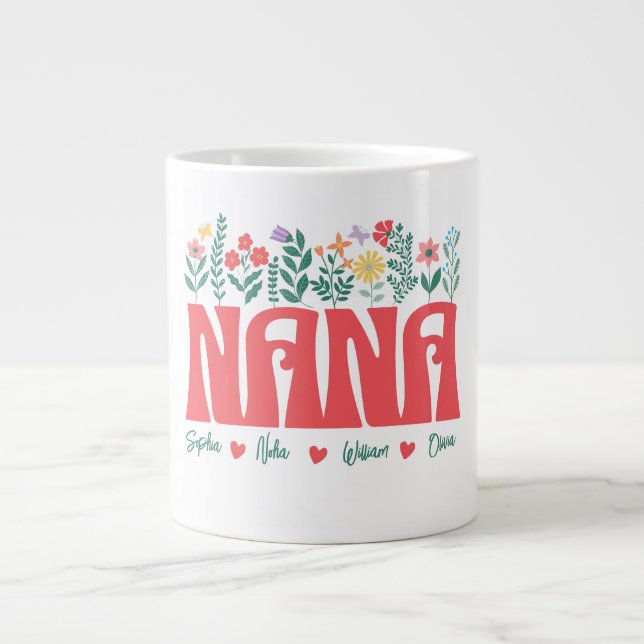 Taza De Café Gigante NANA GRANDMA ABUELA GRANNNY -Personalizar (Frente)