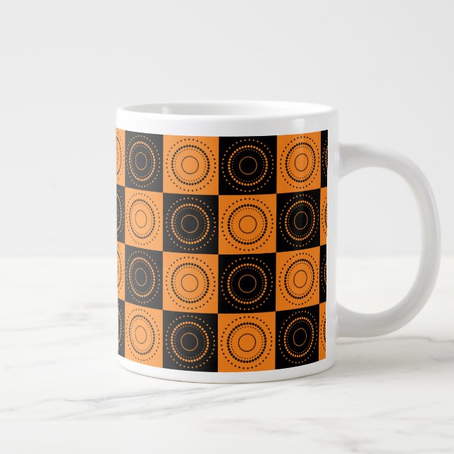 Taza De Café Gigante Naranja concéntrico de Halloween y puntos de polka (Derecha)