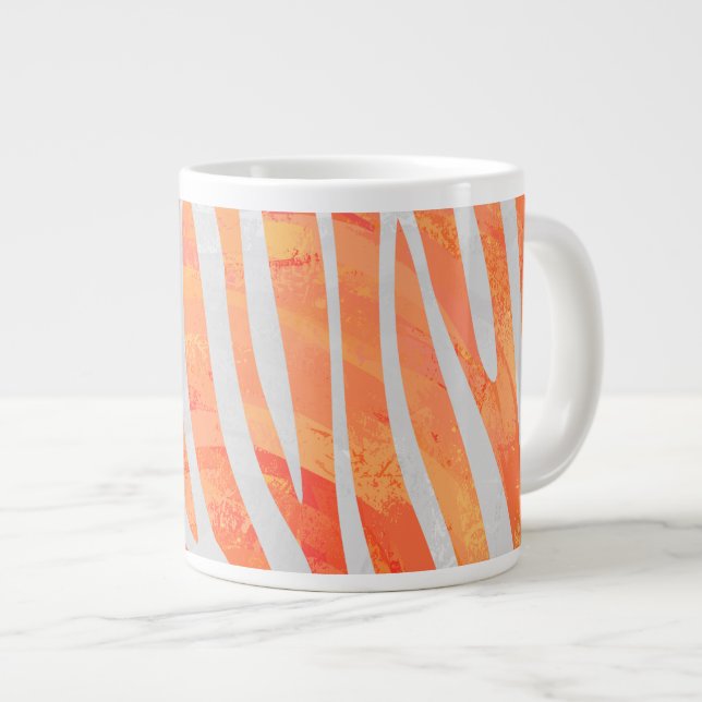 Taza De Café Gigante Naranja de cebra y impresión en blanco (Derecha)