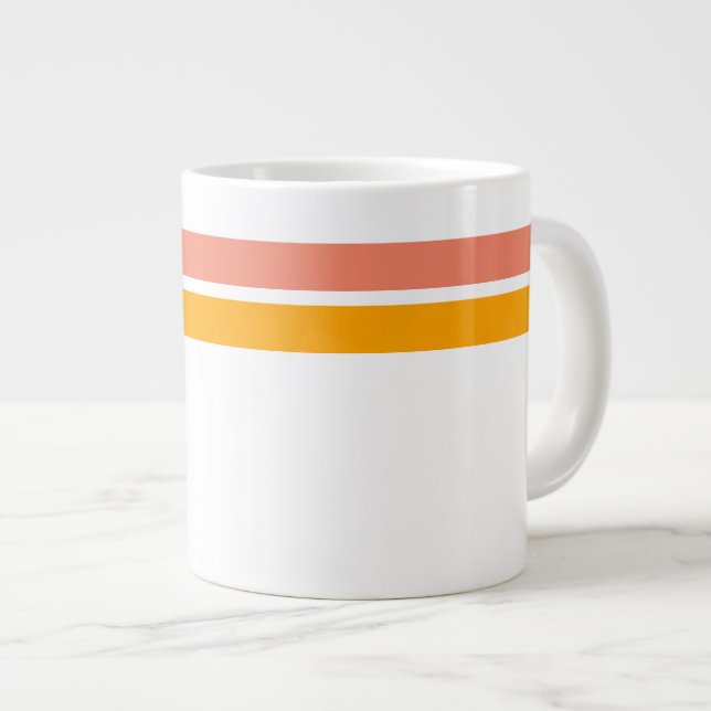Taza De Café Gigante Naranja divertido Amarillo Salmón Carreras Rayas E (Derecha)