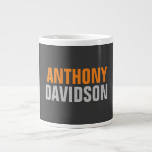 Taza De Café Gigante Naranja Gris Gris Alterno Alternativo Texto negrit