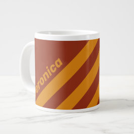 Taza De Café Gigante Naranja Retro con Tres Franjas de Óxido con Nombre