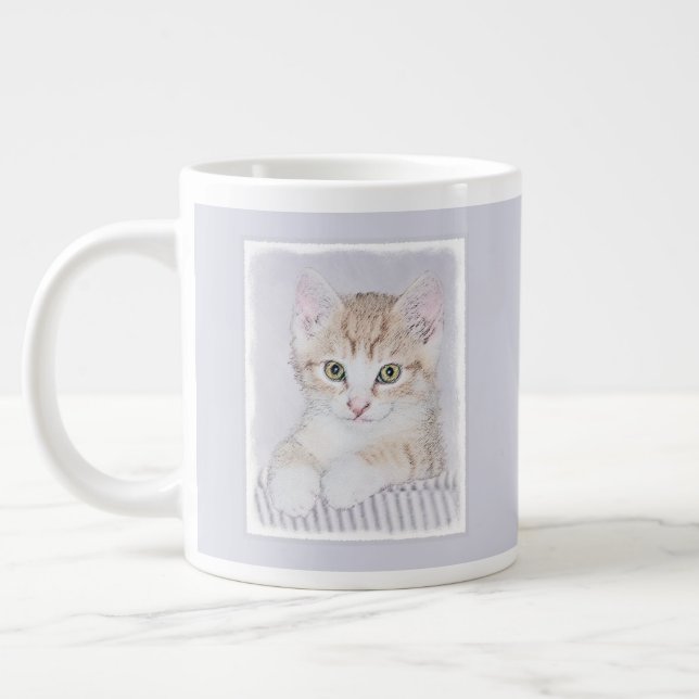 Taza De Café Gigante Naranja Tabby Kitten Pintura - Arte Gato Original (Izquierda)