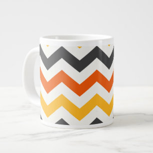 Taza De Café Gigante Naranja y negro zigzag