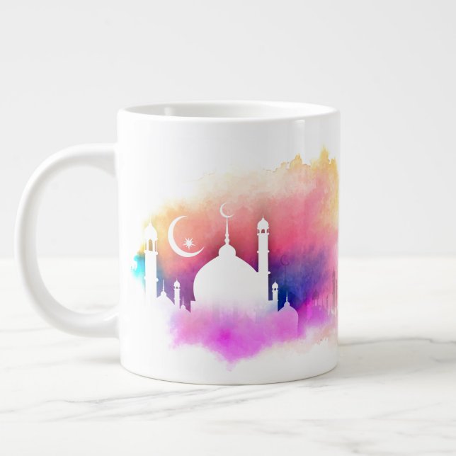 Taza De Café Gigante Naranjas de la Mezquita de Ramadán y Púrpura (Izquierda)