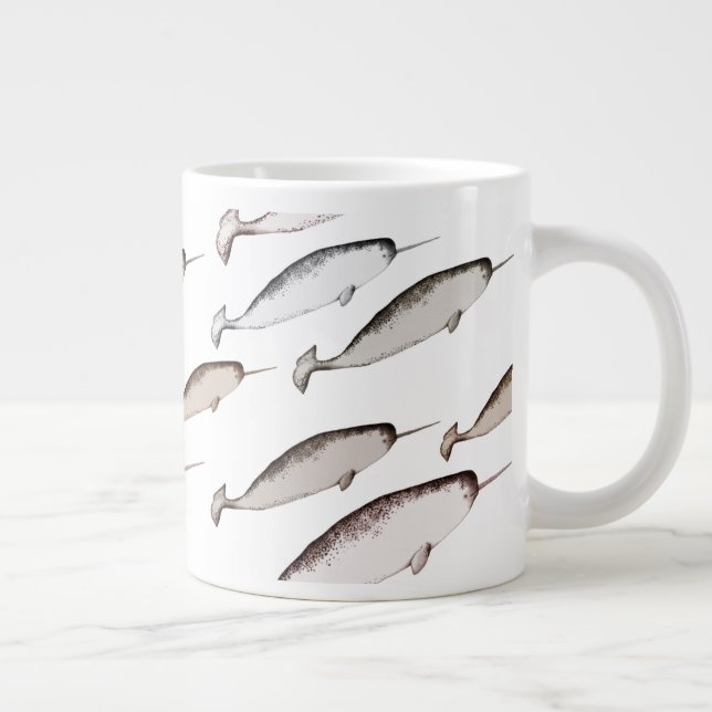 Taza De Café Gigante Narwhals Swim - Regalo del amante de ballenas del  (Derecha)