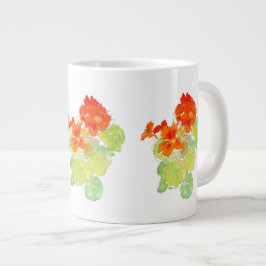 Taza De Café Gigante Nasturtios acuáticos de escarlata y Naranja