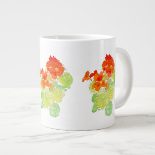 Taza De Café Gigante Nasturtios acuáticos de escarlata y Naranja