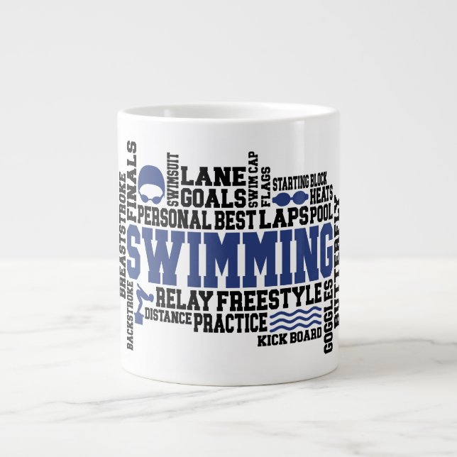 Taza De Café Gigante Natación - Jumbo Mug (Frente)