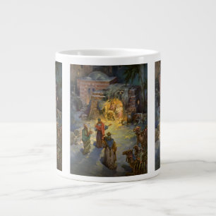 Taza De Café Gigante Natividad navideña vintage con magos visitantes