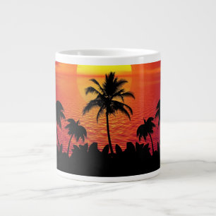 Taza De Café Gigante Nature Sunset Palm Trees illustration